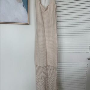 Elegant Beige Knit Maxi Dress